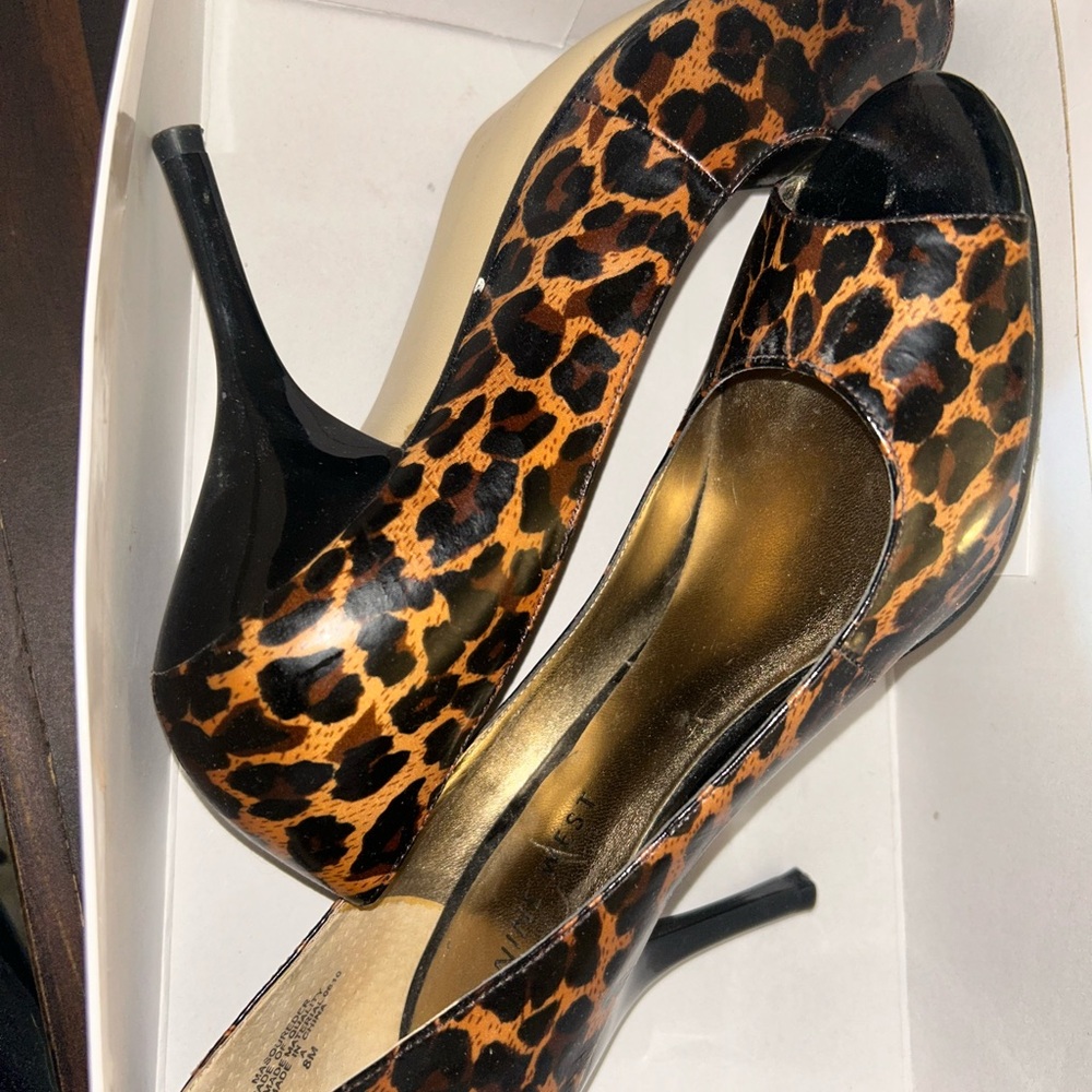 Nine West Animal Print Peep Toe Heels